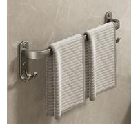 MJJ Bathroom Towel Rail, Wall Mounted Towel Holder Towel Bar, Self Adhesive Double Towel Rail(1st Floor,50cm)