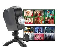 MJJAOQYF Halloween Christmas Window Projector Light, Holographic Projection with A Tripod 12 Movies Festival Projection Spotlight for Home Party,Black