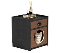 MJJRWF Cat Bed Nightstand, Solid Wood Pet Cabinet With Cat Bed, Living Room Coffee Table Multifunctional Storage Cabinet(50x40x50cm)