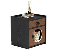 MJJRWF Cat Bed Nightstand, Solid Wood Pet Cabinet With Cat Bed, Living Room Coffee Table Multifunctional Storage Cabinet(45x40x50cm)