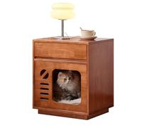 MJJRWF Solid Wood Nightstand With Cat Bed - 2-in-1 Side Table And Cat Bed, Small Pet Cabinet For Living Room/Bedroom(Style 2)
