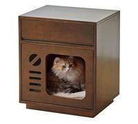MJJRWF Solid Wood Nightstand With Cat Bed - 2-in-1 Side Table And Cat Bed, Small Pet Cabinet For Living Room/Bedroom(Style 1)