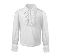 Mjjsk Boys Renaissance Ruffled Frilly Shirts Kids Medieval Vintage Collared Shirts Childrens Casual Comfort Long Sleeve Pullover Tops (White,2-4 Years)