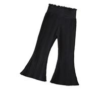 Mjjsk Girls Flare Pants Elastic Waist School Casual Dance Yoga Trousers Kids Bell Bottom Athletic Leggings Soft Comfortable Trousers (Black,2-3 Years)