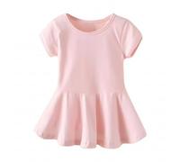 Mjjsk Girls Summer Dress Kids Casual Plain Cute T-Shirt Dresses Soft Short Sleeve A Line Dress Comfortable Toddler Baby Girls Clothes (Red,12-18 Months)