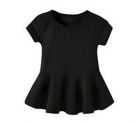 Mjjsk Girls Summer Dress Kids Casual Plain Cute T-Shirt Dresses Soft Short Sleeve A Line Dress Comfortable Toddler Baby Girls Clothes (Black,12-18 Months)