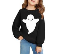 Mjjsk Girls Sweatshirt Halloween Long Sleeve Crew Neck Jumper Kids Ghost Pullover Casual Soft Comfortable Tops Breathable Cute T Shirts