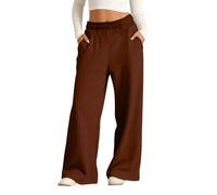 Mjjsk Girls Wide Leg Sweatpants Baggy Casual School Trousers Comfort Plain Soft Jog Pants Oversized Tracksuit Bottoms Athletic Joggers (Brown,11-12 Years)
