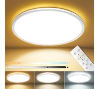 MJKOPEE 24W LED Ceiling Lights - 3000LM Ø30cm Bathroom Light with Remote Control, 3000-6500K 10%-100% Brightness Adjustable Ultra-Thin Modern Bath Ceiling Lights Lamp for Bedroom, Kitchen, 1 PCS