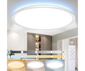 MJKOPEE 24W LED Ceiling Lights - 3000LM Ø30cm Bathroom Light with Remote Control, 3000-6500K 10%-100% Brightness Adjustable Ultra-Thin Modern Bath Ceiling Lights Lamp for Bedroom, Kitchen, 1 PCS
