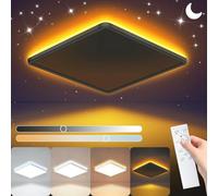 MJKOPEE LED Ceiling Lights for Bedroom - 24W 3000LM Bathroom Light with 1800K Night Light 3000-6500K and Remote Control, 10%-100% Brightness Adjustable Ceiling Lamp for Living Room Kitchen,Square