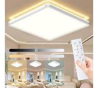 MJKOPEE LED Ceiling Lights Square with Remote Control- 24W 3000LM 30cm Bathroom Light, 3000-6500K 10%-100% Brightness Adjustable Modern Bath Ceiling Lights Lamp for Bedroom, Kitchen, White 1 PCS