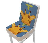 MJLOMJ Baby Booster Seat for Dining Table Cotton and Linen Non Slip Washable Baby Booster Seat Cushion 2 in 1 Removable Toddler Heighten Chair Increasing Cushion with Safety Buckle,Fawn,5+10cm