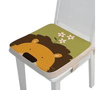 MJLOMJ Baby Booster Seat for Dining Table Cotton and Linen Non Slip Washable Baby Booster Seat Cushion 2 in 1 Removable Toddler Heighten Chair Increasing Cushion with Safety Buckle,Lion,5cm