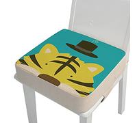 MJLOMJ Baby Booster Seat for Dining Table Cotton and Linen Non Slip Washable Baby Booster Seat Cushion 2 in 1 Removable Toddler Heighten Chair Increasing Cushion with Safety Buckle,Tiger,10cm