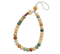 MJLOMJ Natural Bodhi Beaded Phone Wrist Strap - Adjustable Detachable Charm Chain with Tether, Universal Grip Accessory for Women, Handmade Beaded Keychain & Bag Charm