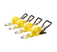 MJM Cargo 2" x 27' Ratchet Tie Down Straps (4PK) - 5000 LBS Break Strength - Heavy Cargo Hauling