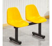 MJMLUCK 2-Seat Waiting Room Chairs with Backrest, Waiting Room Benches, Team Substitute Bench, One-Piece Plastic Seat, Stadium Seats, for Garden, Park, Patio, Stadium(Black) (Yellow)