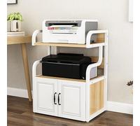 MJMLUCK 3-Tier Printer Stand, Printer Stand with Storage, Printer Desk, Floor-Standing Metal Frame File Cabinet, Multifunctional Office Printer Table for Home and Workspace(Red) (Beige)