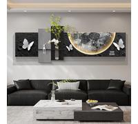 MJMLUCK 3D Planet Sandstone Wall Art Decor with Led Light,Luxury Sculpture Painting Decoration,Plug-in Power,Creative Hanging Wall Sculptures Entrance,hydroponic Greenery (A 50 * 140cm/19.7 * 55.1in)