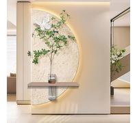MJMLUCK 3D Sandstone Decor Wall Art Painting, Creative Wall Sculpture Mural with Vase, Decorative Painting with Artificial Plant, for Home, Restaurant, Hotel (White 50 * 100cm/19.7 * 39.4in)