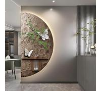MJMLUCK 3D Sandstone Decor Wall Art Painting, Creative Wall Sculpture Mural with Vase, Decorative Painting with Artificial Plant, for Home, Restaurant, Hotel (Brown 2 40 * 80cm/15.7 * 31.5in)