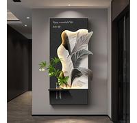 MJMLUCK 3D Vision Wall Art Decor with Led Light Creative Sandstone Painting, Modern Minimalist Wall Decor Art for Hotel, Lobby, Living Room, Bedroom (Black 2 70 * 140cm/27.5 * 55.1in)