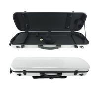 MJMLUCK 4/4 Full Size Carbon Fiber Composite Professional Rectangular Shape Lightweight Violin,Hard Case with Music Sheet Bag Backpack-Style Shoulder Straps Hygrometer (Black) (White)
