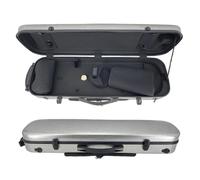 MJMLUCK 4/4 Full Size Carbon Fiber Composite Professional Rectangular Shape Lightweight Violin,Hard Case with Music Sheet Bag Backpack-Style Shoulder Straps Hygrometer (Black) (Silver)