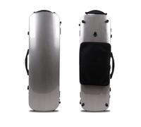 MJMLUCK 4/4 Full Size Violin Case Carbon Fiber Rectangular Code Lock Violin Box Lightweight Light Color Case with Strong Strap Violin Bag (White Coded Lock) (Sliver)