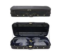 MJMLUCK 4/4 Full Size Violin Case - Extra-Large Capacity Holds 2 Violins & 4 Bows Built-in Hygrometer & Music Sheet Pocket for Orchestra/Travel (Black) (Black)