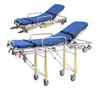 MJMLUCK Aluminum Alloy Automatic Loading Ambulance Stretcher, Lightweight Emergency Transportation Stretcher Medical Emergency Trolley, Folding Ambulance Gurney Stretcher Bed (Orange) (Blue)