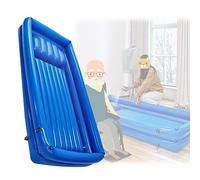 MJMLUCK Bedside Medical Bathtub Inflatable Bed Bathtub with Soft Air Pillow Shower Assisted Bedridden Patient Bathtub Kit PVC Portable Full Body Washing Set (Color: Green) (Blue)