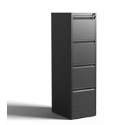 MJMLUCK Black Metal File Cabinet 4 Drawer Lockable Vertical Filing Cabinet Large Drawers Cold Rolled Steel Filing Cabinet with Lock Office File Cabinets Printer Stand for Home Office