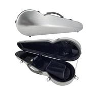 MJMLUCK Carbon Composite 4/4 Violin Case Hard shell Travel Fiddle Case, Suspension Padding, Backpack Straps, Ultra-Light Build,Protection,Waterproof Durable (black) (silver)