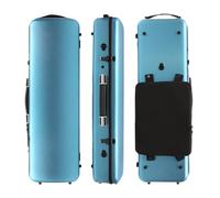 MJMLUCK Carbon Fiber Violin Case 4/4 Full Size Rectangular Lightweight Hard Case with Detachable Music Sheet Bag Backpack-Style Shoulder Straps Hygrometer (Black) (Blue)