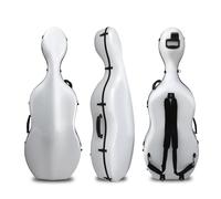MJMLUCK Cello Hard Case 4/4 with Wheels and Embedded Handle Aviation Composite Materials Waterproof (Pure White) (White Stripe)