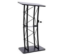 MJMLUCK Curved Podium Metal Pulpits for Churches, 23.81x15.86x46.96 Pulpit Metal Podium with Cup Holder, Black Iron Lectern Curved Truss Podium for Schools, Churches, Meeting Rooms, Outdoor Activit