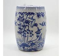 MJMLUCK Decorative Ceramic Garden Stool - Outdoor Glazed Hollow Imitation Blue & White Porcelain Drum Side Table, Chinese, Traditional, Asian, Ancient,Continuous pattern-E (A Continuouspattern)