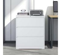 MJMLUCK DShade Metal 3 Drawer File Cabinet Lockable Lateral Filing Cabinet Large Drawers Cold Rolled Steel Filing Cabinet with Lock Office File Cabinets Printer Stand for Home Office (Black) (White