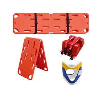 MJMLUCK Emergency Spine Board Stretcher with Head Immobilizer and Neck Guard, Foldable Backboard, Water Floating Rescue Stretcher, Lightweight PE Board for First Responders and EMT Use,Two Fold (T
