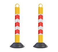 MJMLUCK Flexible Safety Bollards Security Delineator Post for Parking Lot Driveway Fixed Soft Rubber, Reflective Collar Traffic Cones Stanchion Barriers for Road Safety, Construction Caution(Yellow