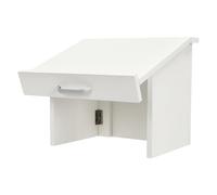 MJMLUCK Foldable Tabletop Podium, 12.6" Portable Platform Desktop Lectern, Wooden Presentation Podium Teacher Speaker Desk Lectern for Church Classroom Reception (Black) (White)