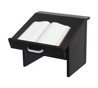 MJMLUCK Foldable Tabletop Podium, 12.6" Portable Platform Desktop Lectern, Wooden Presentation Podium Teacher Speaker Desk Lectern for Church Classroom Reception (Black) (Black)