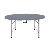 MJMLUCK Folding Table Portable Heavy Duty Plastic, Indoor Outdoor Folding Circle Table Round, for Party, Dining, Wedding, Events, Picnic Indoor, Outdoor (Grey 150cm/59in)