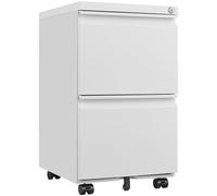 MJMLUCK Home Office Mobile File Cabinet for Small Spaces - 2-Drawer Locking Vertical Cart on Wheels, Tucks Away or Rolls Out, Secures Personal & Tax Documents (Black) (White)