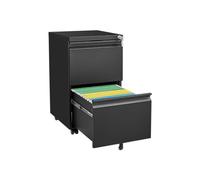 MJMLUCK Home Office Mobile File Cabinet for Small Spaces - 2-Drawer Locking Vertical Cart on Wheels, Tucks Away or Rolls Out, Secures Personal & Tax Documents (White) (Black)