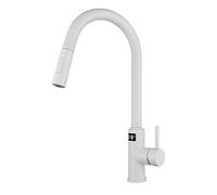 MJMLUCK Kitchen Faucets with Pull Out Sprayer, Digital Display Kitchen Sense Faucet Touch Pull Out Sink Mixer Tap Deck Mounted Single Handle Kitchen Sink Faucet (White) (White)
