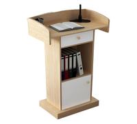 MJMLUCK Lectern Podium Stand, Host Wood Podium, Multifunction Floor Lectern Podium Stand with Drawer, Podium Standing Desk for Classroom Auditorium Church Office,B (B)