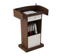 MJMLUCK Lectern Podium Stand, Host Wood Podium, Multifunction Floor Lectern Podium Stand with Drawer, Podium Standing Desk for Classroom Auditorium Church Office,B (A)